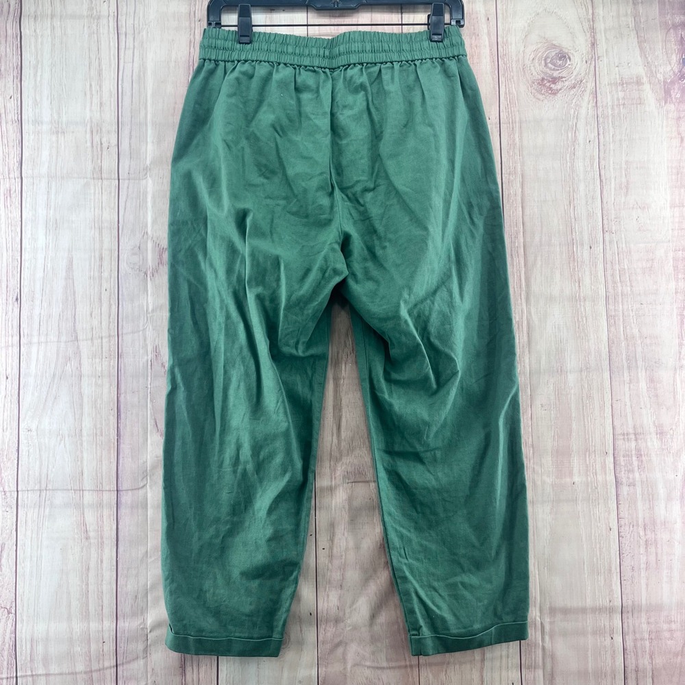 New J.Crew Green Linen Cotton Blend Drawstring Pants Ankle Length Sz‎ 6 Petite - Picture 2 of 7